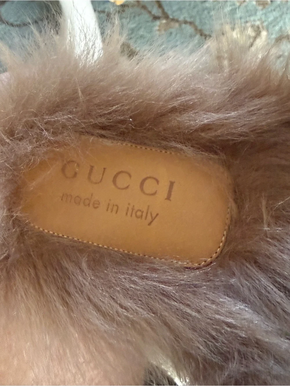 Authentic Gucci Leather Fur-Lined Princeton Mule Horsebit Slip-On Loafers